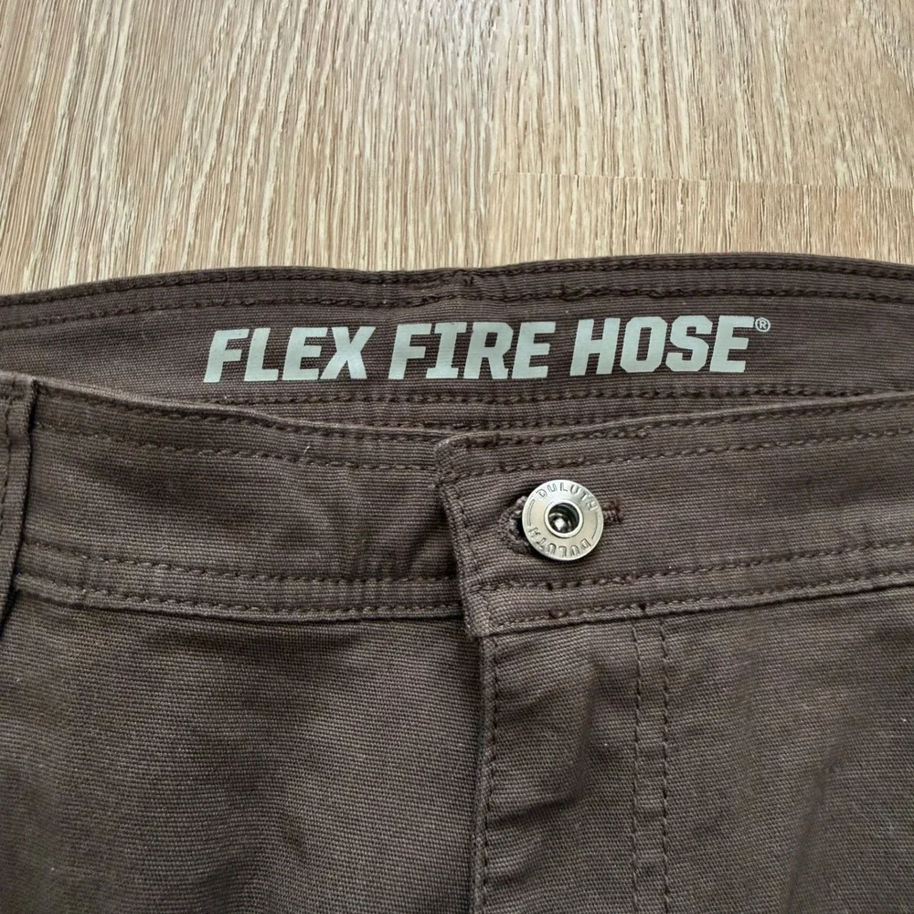Duluth Trading Flex Fire Hose Pants Mens 40x30 Brown Slim Fit 5-Pocket Workwear